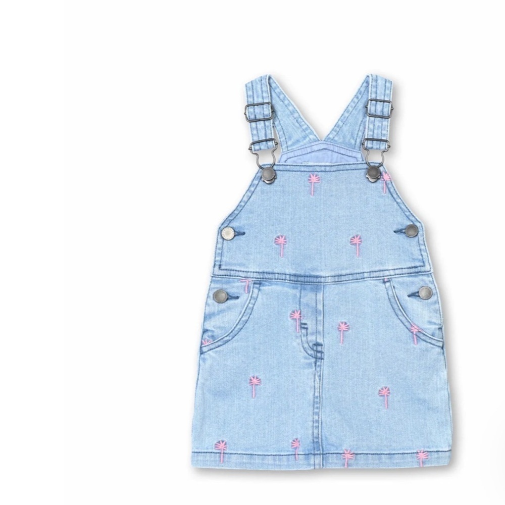 Stella McCartney Light Blue Denim Dress with Pink Embroidery